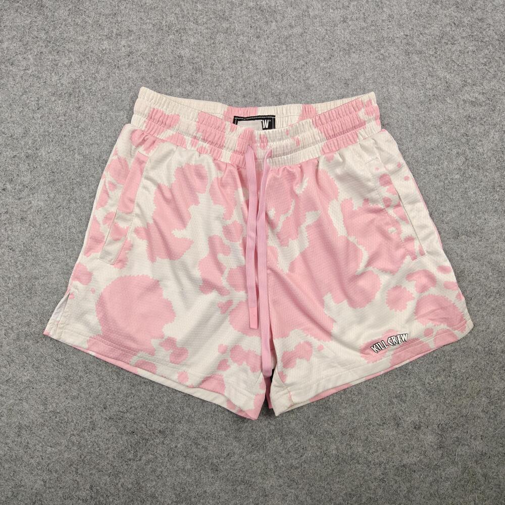 Kill Crew Running Shorts Womens Small Pink Spotted Mesh Lined Pockets Drawstring